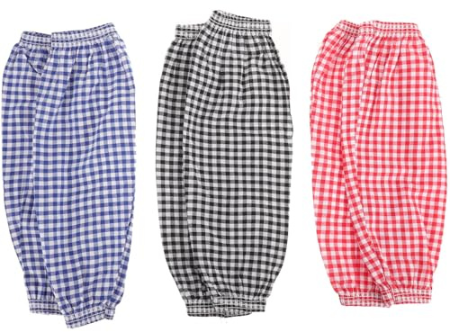 YARNOW 3 Paires de Sur-manches Cuisine en Coton et Lin Motif à Carreaux, Résistantes la Chaleur et Anti-brûlure, pour Peinture et Jardinage