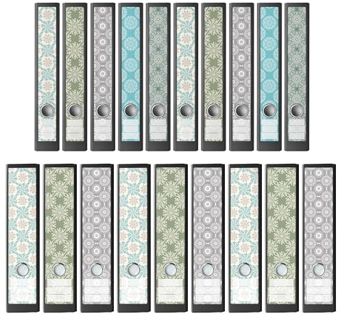 Ausgewählt verpackt Ordnerrücken selbstklebend – 9 breite & 10 schmale selbstklebende Rückenschilder für Aktenordner – Ordner Etiketten zum Beschriften– Motiv 4