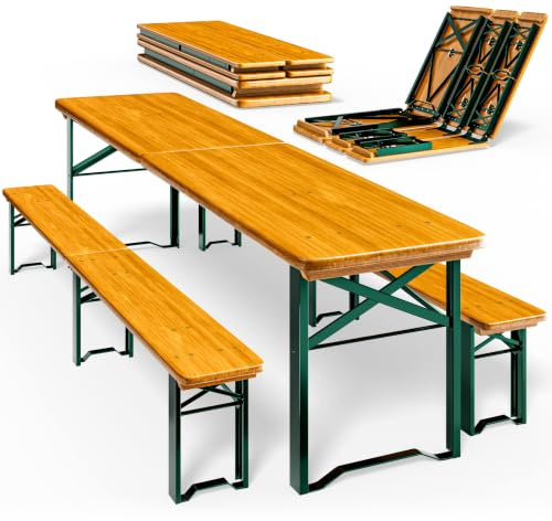 Casaria® 4er Set Bierzeltgarnitur 220cm je 10 Personen hohe Belastbarkeit Massiv Holz klappbar Festzeltgarnitur 2 Bierbänke Biertisch Party Garten