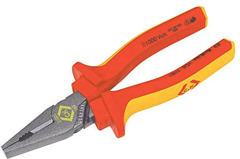 C.K Redline VDE Combination Plier & Cutter 165mm, 1000v Insulated Electrical Flat Nose Pliers and Wire Cutters, Electricians Engineer Tools, Croppers Snips Electrician, CK Tools 431001