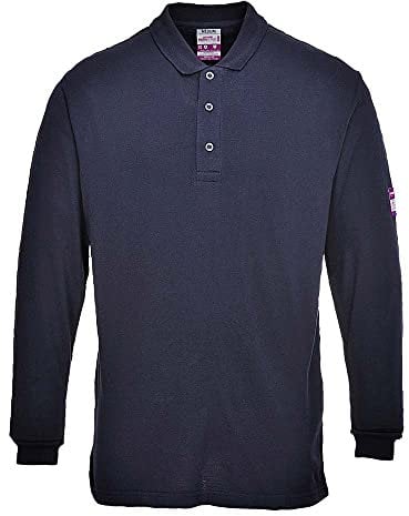 Portwest FR10 Flame Resistant Anti-Static Long Sleeve Polo Shirt Navy, 4X-Large