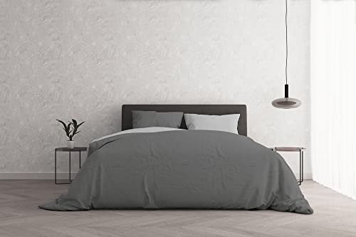 Italian Bed Linen Parure Copripiumino Ehebett, Leinen, Grau, Doppelte