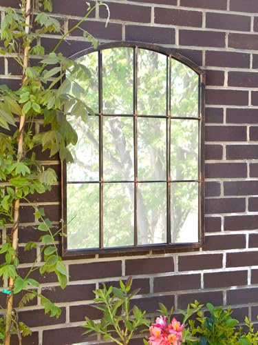 Reflect Powder Coated Metal Arched Easy Hanging Glass Garden Mirror 2ft 7in x 2ft