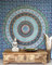 GURU SHOP Boho-Style Wandbehang, Indische Tagesdecke Mandala Druck- Blau/grün, Mehrfarbig, Baumwolle, 225x205x0,2 cm, Bettüberwurf, Sofa Überwurf