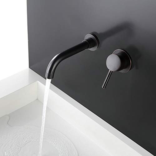 Einhandmischer Wasserhahn Wand Waschtischarmaturen für Bad (Schwarz)