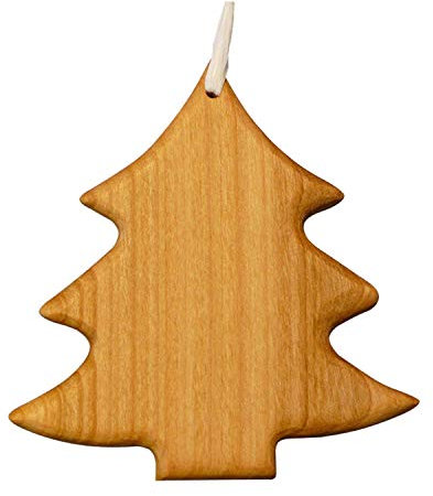 mitienda mit Liebe gemacht Christbaumschmuck aus Holz Tanne, Geschenkanhänger, Holzschmuck Kirschbaum