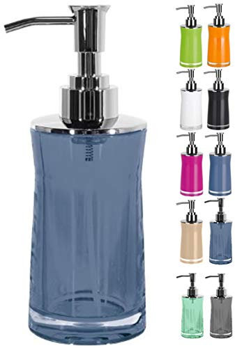 Spirella Seifenspender Sydney | mit Edelstahlpumpe | Flüssigseifen-Spender | Acryl | 200ml | Langliebig und Robust | Blau durchsichtig