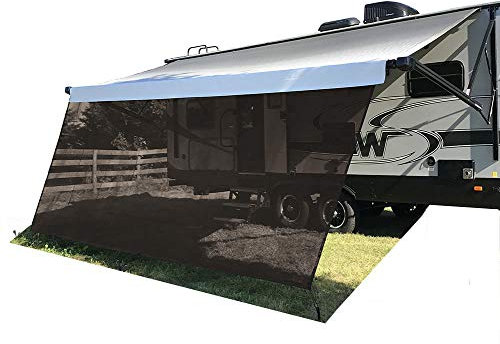 Tentproinc RV Awning Sun Shade Screen 8' X 17'3'' - Brown Mesh Sunshade UV Blocker Complete Kits Motorhome Camping Trailer Canopy Shelter - 3 Years Limited Warranty