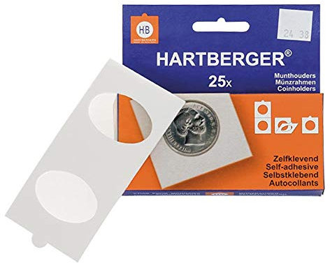 Hartberger Münzrähmchen mit ovalem Ausschnitt 38x24mm für Pressed Pennies, selbstklebend, 25er-Packung