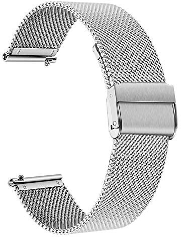 TRUMiRR Ersatz für Garmin Vivomove Sport/Venu Sq 2 Music Armband, Mesh Gewebte Edelstahl Armband Metall Uhrenarmband Business Ersatzband für Garmin Vivomove HR Sport/Premium/Venu Sq/Venu 2 Plus 43mm
