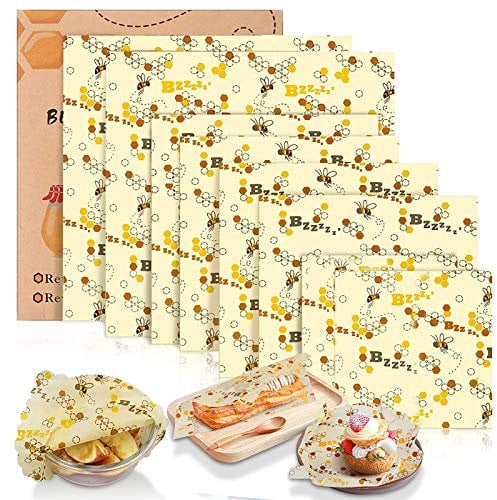 Tonsooze Bienenwachstücher Set, Neu Lebensmitteln Wachspapier Wiederverwendbare Bienenwachs Wraps, Zero Waste Wachstücher, Plastikfreie Alternative für natürliche Lebensmittelaufbewahrung, Käse