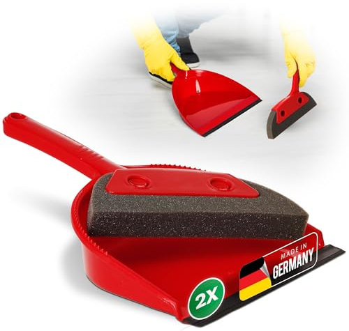 Novaliv 2 Escobas de Goma y Recogedor de Plástico - Para Peluquería, Interiores y Hogar - Granulada, Para Suelo