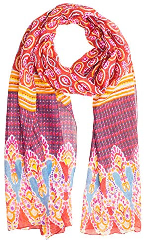 Sunsa Damen Sommer Schal. Frühling leicht & dünn 100% Baumwolle Tuch. Geblümt Halstuch als Geschenkideen für Frauen. (rot/violett)