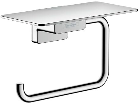 hansgrohe AddStoris - Toilettenpapierhalter mit Ablage, Klopapierhalter für Wandmontage, Klorollenhalter, verdeckte Befestigung, Badezimmer Zubehör, Chrom, 41772000