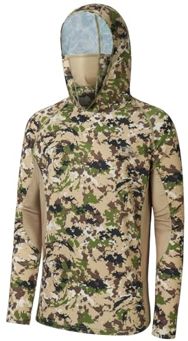 BASSDASH UPF 50+ Men’s Hunting Shirts with Mask Long Sleeve Camo Fishing Hoodie