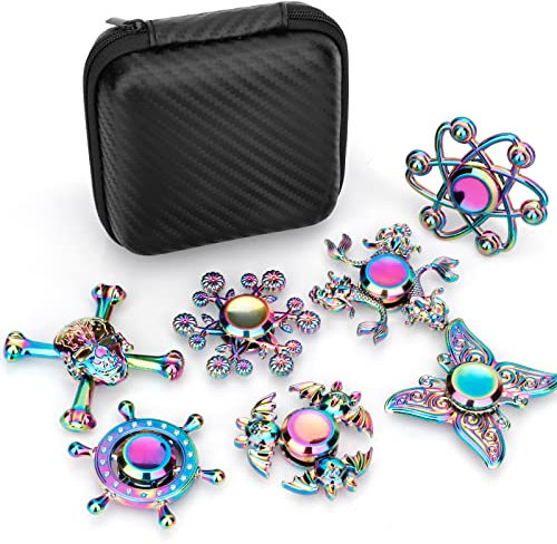 Regenbogen Fidget Spinner Bulk, Finger Hand Spinning Spinner Schreibtisch Spielzeug für Kind Erwachsene Weihnachten Geburtstag Geschenk, Anti Stress Legierung Kleine Gyro Stress Relief
