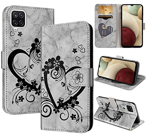 CASAFUNY Handyhülle für Samsung Galaxy A12 /M12 Hülle Tasche PU Leder Flip Case Brieftasche Kartenfach Klapphülle Handytasche Case Schutzhülle für Samsung Galaxy A12, Samsung M12, Schwarz