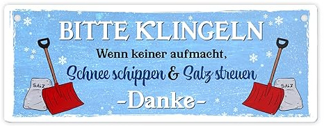 Wenn keiner aufmacht - Schnee schippen Metallschild L in 10,5x28cm