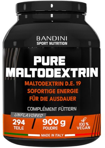Bandini® Pure Maltodextrin - Maltodestrine in Polvere Vegane - Integratore a base di Carboidrati per Sportivi - Rilascio Lento e Costante di Energia - Recupero muscolare rapido - Confezione da 900g