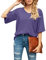 SUEANI Camicia estiva da donna con scollo a V a 3/4 manica a campana casual top basic (medio, viola VG)