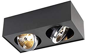 Qazqa - Modern Design-Spot I Spotlight I Deckenspot I Deckenstrahler I Strahler I Lampe I Leuchte schwarz quadratisch 2-flammig-flammig - Kaya I Wohnzimmer I Schlafzimmer - Aluminium Rechteckig - LED