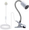 Clip on Lamp, Clip on Reading Light with Metal Base, 220CM Clamp on Bedside Light,9MM&350MM Thickened Lengthened Gooseneck E27 Bulb Holder, E27 Clamp Lamp Fitting for Reading Plant Growth Fish Tank