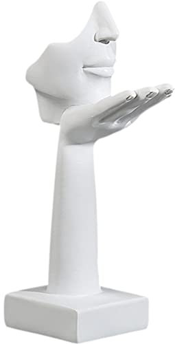 WAYUTO Moderne menschliche Gesicht Figur Mittelstück Abstrakte Kunst Statue Skulptur für Zuhause Bücherregal Desktop Dekor Harz Blasen EIN Kuss Statue Kreative Handgemachte Sammlerstück Kunst Gesicht