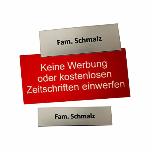 Schmalz® Klingelschild Ceveral mit Gravur selbstklebend - personalisiert | Größe frei konfigurierbar | Türschild | Namensschild | Haustür | Metall | 2 Namen | Briefkasten (Keine Werbung)
