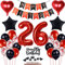 26 Geburtstag Deko Schwarzes Rot, Tortendeko 26. Geburtstag Dekoration Frau, Luftballon 26 Rot Schwarz Mann, Geburtstagsdeko 26 Jahr Frau, Tortendeko 26 Jahre