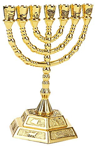 Uinfhyknd Goldener Jude Kerzenhalter Religionen Hanukkah Kronleuchter 7 Zweige -L
