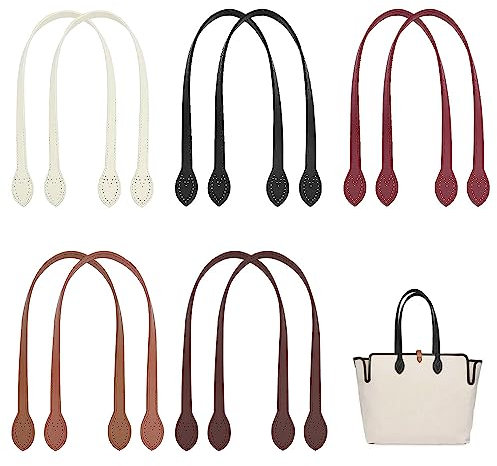 Kleemeiero 10 Stück Lederhandtasche Griffe 5 Farben Taschengriffe Leder PU Schultergurte Leder Taschenhenkel Mit Ohrenform-Endlöcher Für Gehäkelte Taschen Geldbörsen-Einkaufstasche, 60 cm / 23.4
