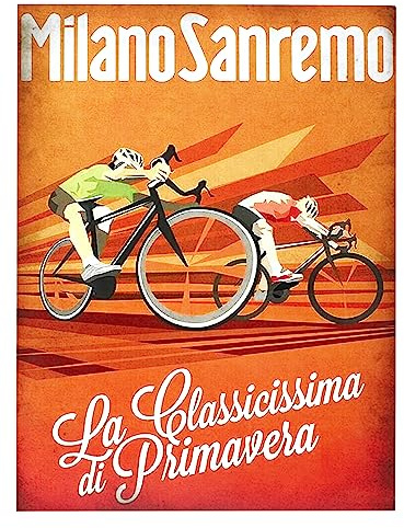 KUSTOM ART Vintage Sportveranstaltungen Serie (Milano-Sanremo) Wandposter ungerahmt, Kunstdruck auf beschichtetem Papier, 40 x 30 cm