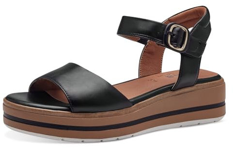 Jana Femme 8-28268-42 Sandale Plate, Noir, 41 EU Large