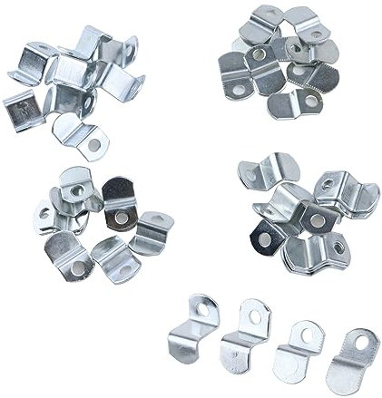 Mewutal 40 Pieces Offset Canvas Clips Metal Photo Frame Clips Mirror Clamps for Picture Painting Blackboard, with Screws (10 Pcs Each of 1/8, 1/4, 3/8, 1/2 )