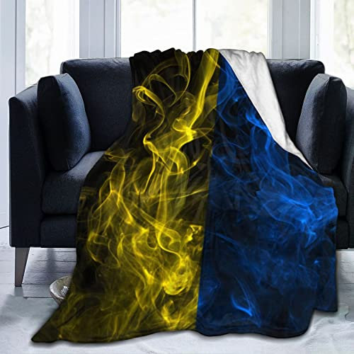 NLWQEKV Decke mit Flagge der Ukraine, Bedruckte Flanell-Überwurfdecke, 127 x 101 cm, Anti-Pilling-Decke, Bett, Sofa, Wohnzimmer, Schlafzimmer