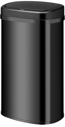 Juskys Poubelle automatique avec capteur de 60 L - poubelle électrique, détecteur de mouvement, couvercle automatique, étanche, rectangulaire, cuisine - noir