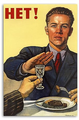 Poster No Alcohol, kommunistische Propaganda, russisches Vermächtnis, dekoratives Gemälde, Leinwand, Wandkunst, Wohnzimmer, Poster, Schlafzimmer, 40 x 60 cm