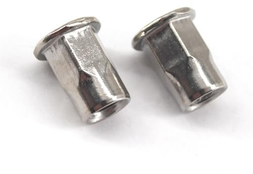 20 Stück M8 x 18 Edelstahl-Halb-Sechskant-Nietmuttern, Flachkopf-Einsatzmuttern