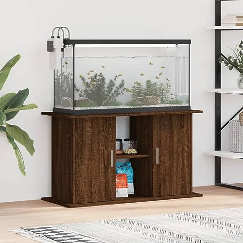 IKAYAA Aquarium Unterschrank Aquariumständer Aquariumregal Aquariumschrank Braune Eiche 101 x 41 x 58 cm Aquarium Stand Aquarium Tisch Aquarium Schrank Unterschrank Holzwerkstoff
