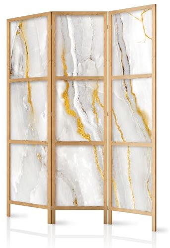 murando - Paravent Innen Raumteiler Holz Natur 135x172 cm 3-teilig Japanische Trennwand Raumtrenner Room Divider Mobiler Sichtschutz Spanische Wand Raum Abtrennung Botanik Abstrakt f-C-0459-bh-b