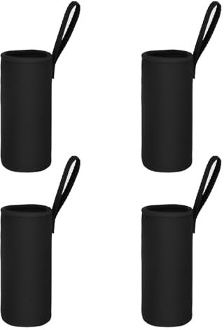 Hoshisea 4 Stück Flaschen Wasserflasche Thermo-Hülle, Isoliertasche, Flaschenhülle, zum Campen, Reisen, Arbeiten(Schwarz)