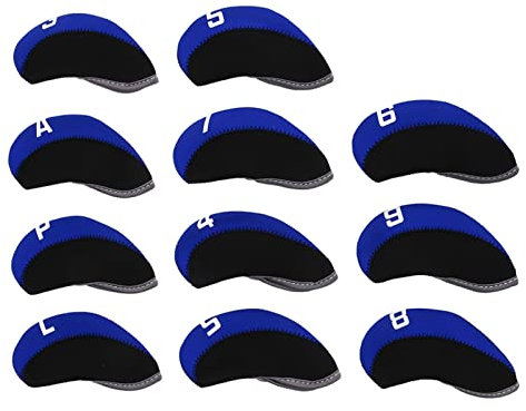 11PCS Golf Iron Head Covers Set Headcover, Golf Club Headcover Set, Club Head Protector, Neoprene Iron Headcover Set, Fits Oversized Drivers, Utility, Rescue Fairway Clubs (Royalblue)