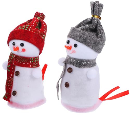 HOOTNEE 2stücke Schneemann Figur Weihnachtsdeko Desktop-Ornament Langlebige Dekoration Für Zuhause Und Büro Rotbraun Tischschmuck Mit Exquisitem Design Und Feiner Verarbeitung