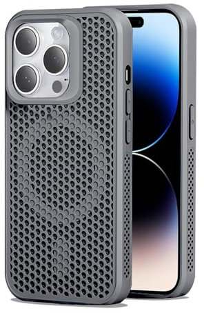Dqtaoply for iPhone 14 Pro Max Case, Slim Shockproof Protection with Magnetic case Breathable Heat dissipation Phone Cover for iPhone 14 Pro Max - Grey