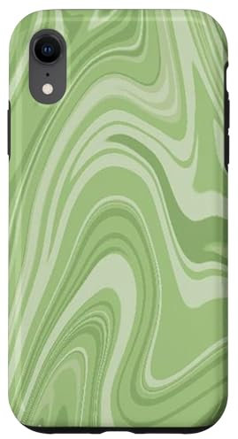iPhone XR Sage Matcha Green Retro Liquid Swirl Green Aesthetic Case