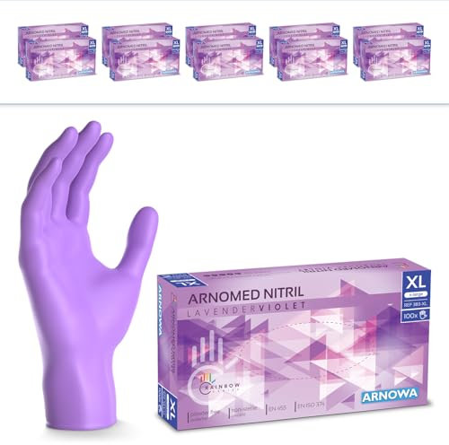 ARNOMED Guanti monouso viola, guanti in nitrile XL, 2000x guanti monouso nitrile (20 scatole), guanti in nitrile senza polvere e lattice, guanti per alimenti, guanti nitrile taglie XS, S, M, L e XL