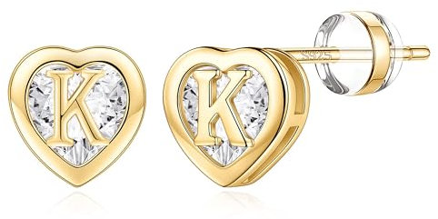 TINGN Ohrringe Mädchen - Buchstaben Ohrstecker Mädchen Geschenke Ohrstecker Gold Damen Herz Ohrringe Kinder Stecker Buchstaben K Geschenke für Kinder, Geschenk für Frauen