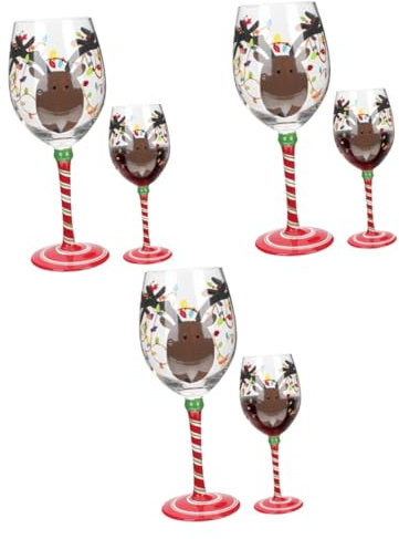 PRETYZOOM 3st Kelch Mit Weihnachtsmotiv Bequemer Weinbecher Weingläser Mit Weihnachtsstiel Entzückender Weinbecher Rote Brille Weihnachtsweingläser Weihnachtskelchbecher Elch-weingläser Glas