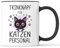 Tasse mit Spruch Katzenpersonal Trinknapf Katze Becher Katzenmama Katzenfrau Katzenpapa Katzen - lustiges Geschenk - Kaffeebecher als Geschenkidee - Kaffeetasse 330ml - Weiss-Schwarz