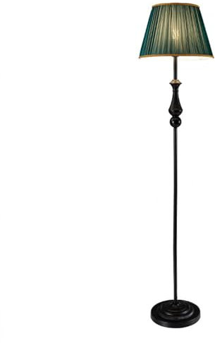 ITETONE Classical Decorative Floor Lamp Green Fabric Standing Lamps Polished Metal Vertical Lamp Indoor Reading Tall Lamps Corner Standing Floor Lights For Living Room Bedroom Foot Switch
